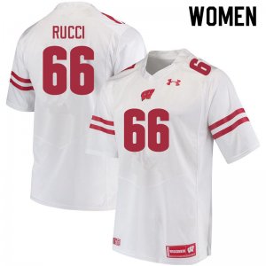 Women's Wisconsin Badgers NCAA #66 Nolan Rucci White Authentic Under Armour Stitched College Football Jersey RD31T18CR